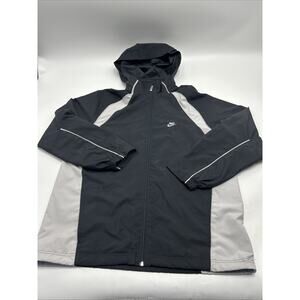 VINTAGE Nike Jacket Windbreaker Full ZIP Hooded Black White Men’s Size XL